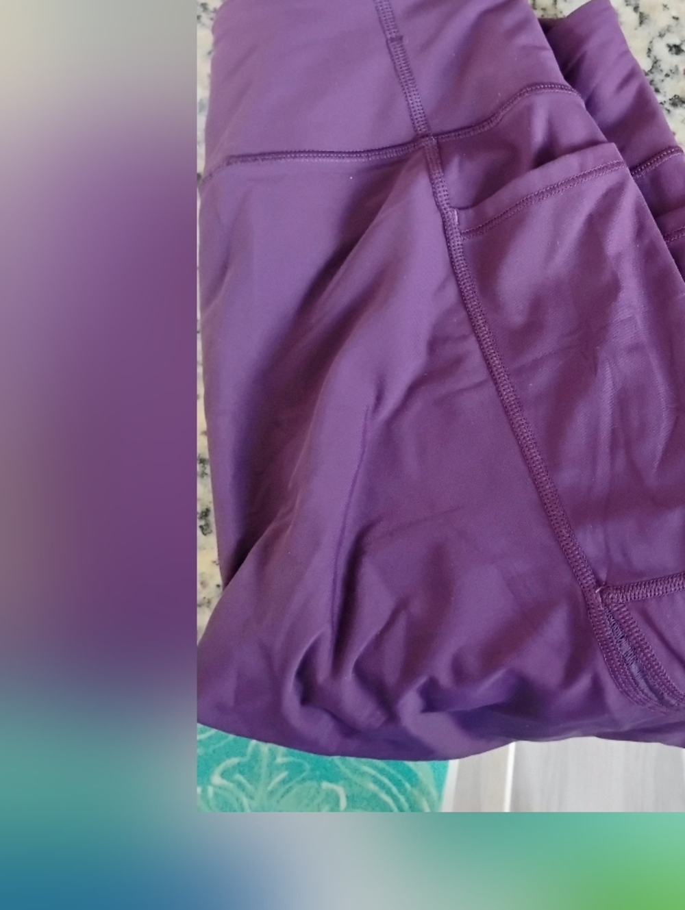 Victoria Secret Deep Purple Leggings with Side Pocket And Lace Like Details